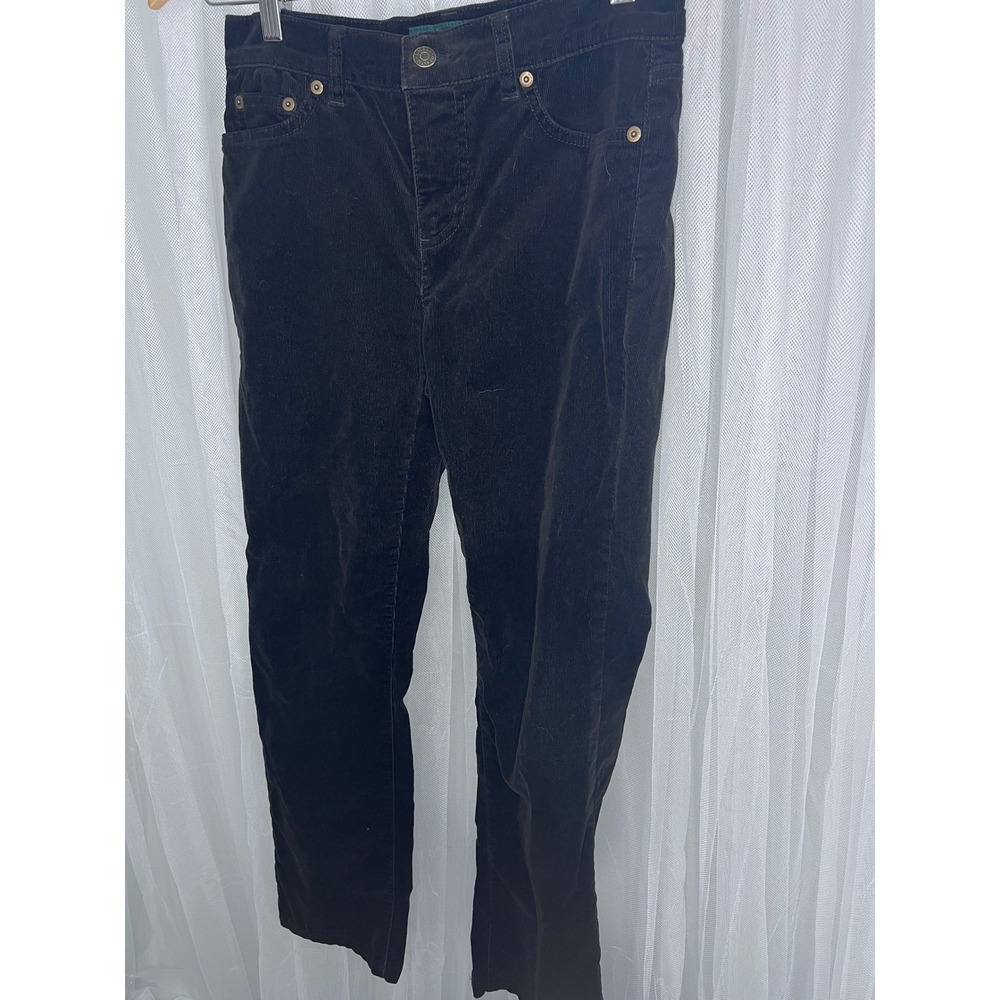Lauren Ralph Lauren Black Corduroy Pants Classic Straight Leg Womens Size 4 LRL